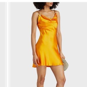 CULT GAIA - Nerida chain-trimmed silk-blend satin mini dress NWT small